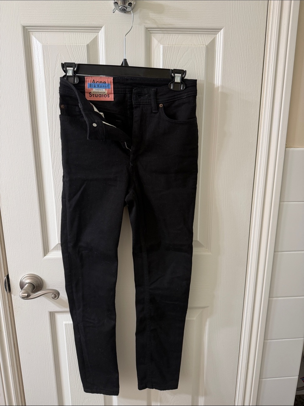 Acne Studios Black Jeans with Pink Label